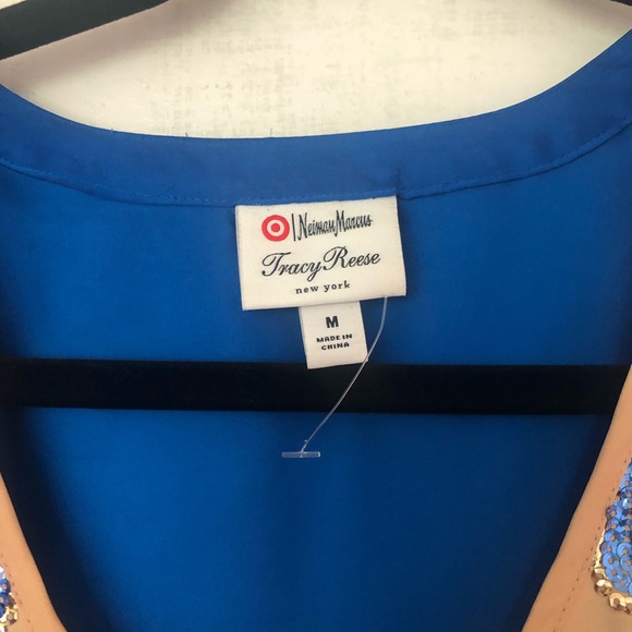NEIMAN MARCUS for TARGET TRACY REESE SEQUINED TOP BLOUSE BLUE SEQUIN ECRU - Picture 3 of 3